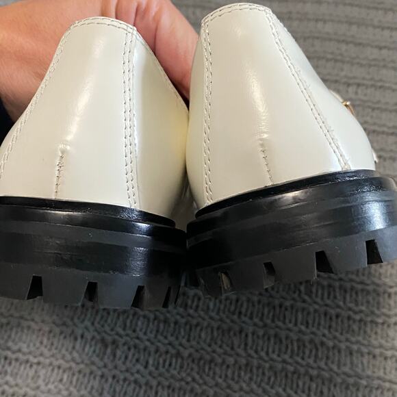 J. Crew Ivory Patent Leather Platform Loafers Woman’s Size 7.5 Preppy minimalist - Picture 5 of 11